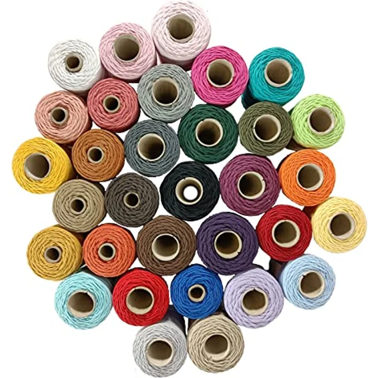 BooGardi Makramee Garn Bastelgarn, (5mm x 100m 100% Baumwolle), Grau 2 Stärken Macramee Kordel Band – Bild 6
