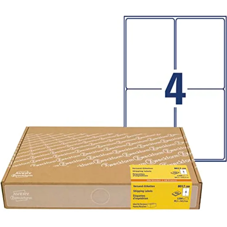 AVERY Zweckform 1.200 Versandetiketten Art. 8017 (99,1x143,5mm (A6) Adressetiketten selbstklebend für DHL und Hermes, Versandaufkleber, 3483, 300 Blatt, für alle Drucker)