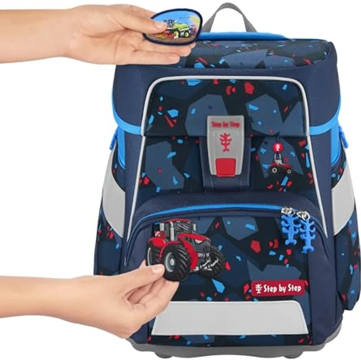 Step by Step Schulranzen-Set Space „Tractor Freddy“ 5-teilig, blau, ergonomischer Tornister mit Reflektoren, höhenverstellbar mit Hüftgurt, 20L – Bild 3