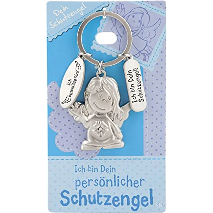 Depesche 7518-011 Schutzengel Schlüssel-Anhänger aus Metall, mit Strass-Verzierung, liebevolle Botschaft, 0.47x4.8x2.76