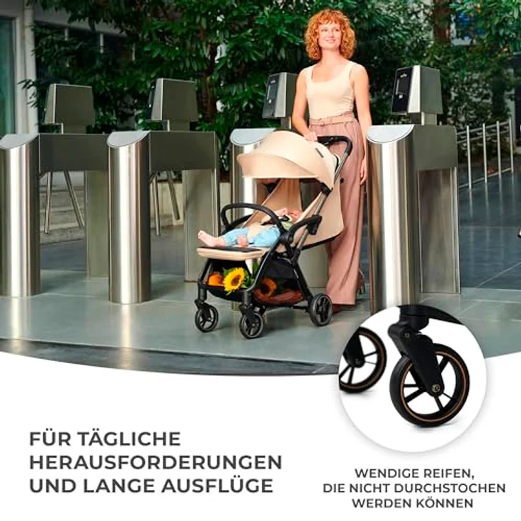 kk Kinderkraft APINO Buggy bis 22 kg, Liegebuggy, Leicht - 7,5kg, Automatisches zusammenklappen, Verstellbare Rückenlehne bis zur Liegeposition, ideal für Reisen, Grau – Bild 5