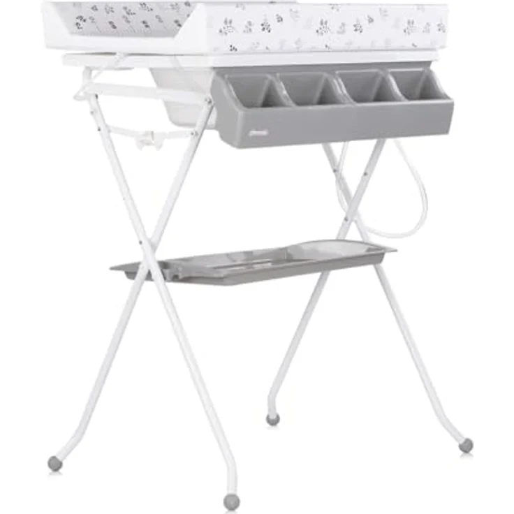 Chipolino Babywanne Wickeltisch 2 in 1 Aqua, klappbar mit Zubehörfach, grau, rutschfeste Gummistopper, anatomisch geformter Sitz, wasserablauf mit Schlauch – Bild 2