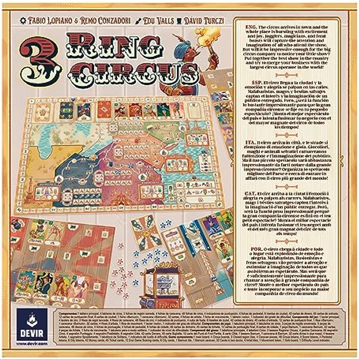 Devir 3 Ring Circus, Brettspiel für strategische Entscheidungsfindung und hochwertige Familienunterhaltung – Bild 3