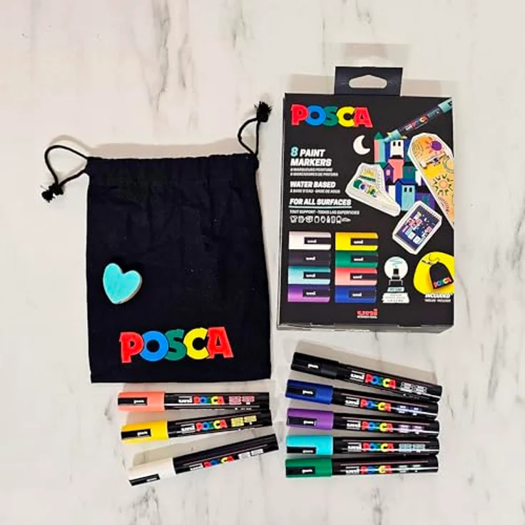 POSCA PC-5M Marker Set, 8 Farben inkl. Stoffbeutel, präzise Filzstifte für kreative Gestaltung – Bild 5