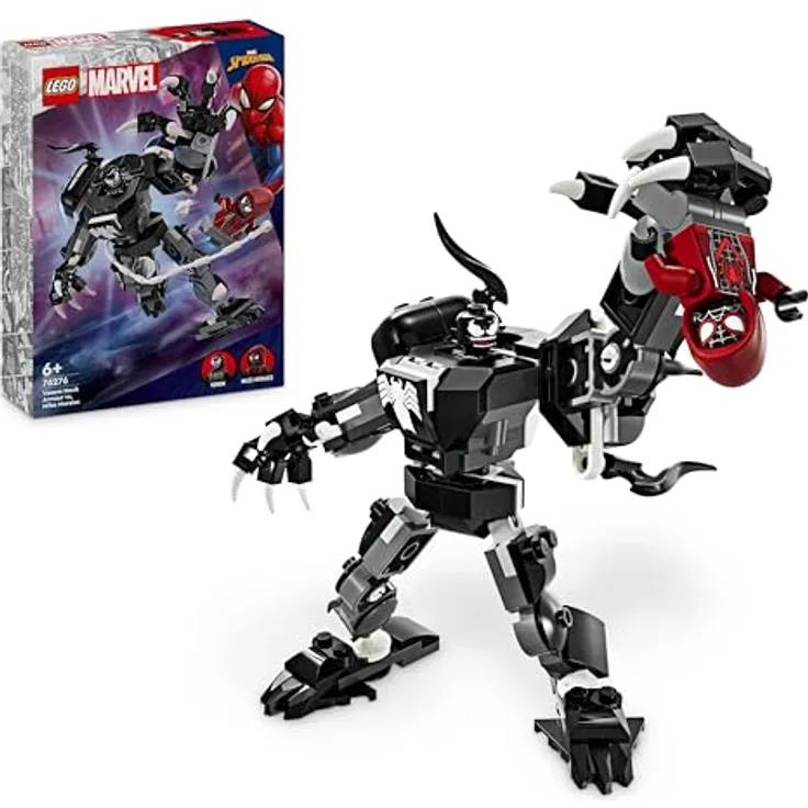 LEGO Marvel Venom Mech vs. Miles Morales, bewegliche Actionfiguren für Kinder, Spider-Man-Set mit Mini-Figuren für Superhelden-Duelle, Spielzeug-Geschenk für Jungen und Mädchen ab 6 Jahren 76276