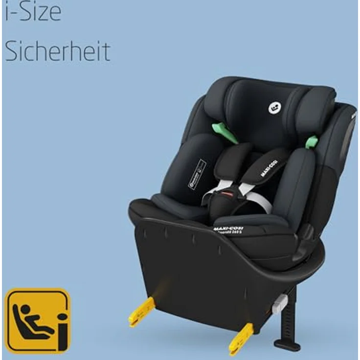 Maxi-Cosi Autokindersitz Emerald S i-Size - Tonal Black, Reboarder Kinder Autositz bis 36 kg, ab Geburt-12 Jahre & Isofix-Base – Bild 3