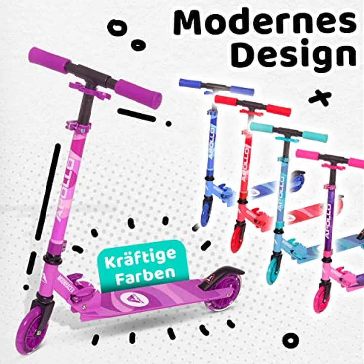 Apollo Scooter LED - Moonracer | City Scooter Kinder mit Federung | City Roller für Kinder klappbar | Tretroller Kinder ab 4 Jahre | sportlicher Cityroller | verstellbar, perfekt als Kinder Roller – Bild 7