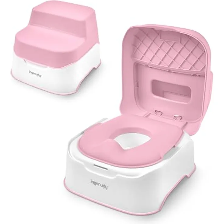 Ingenuity Prepare to Potty 3-in-1 System, Töpfchen, Toilettenaufsatz und Tritthocker, für Kinder ab 18 Monaten, Rosa