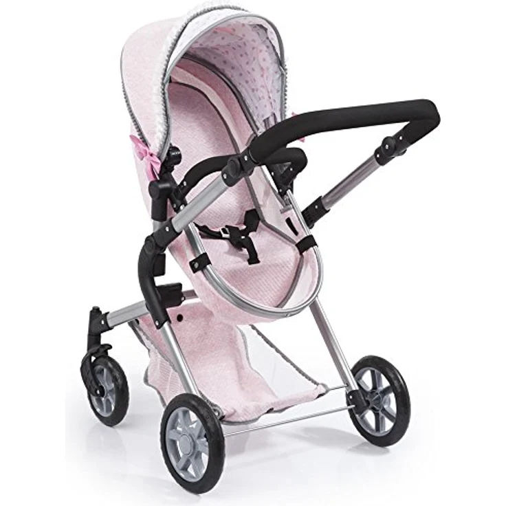 CLAUDIO REIG Puppenwagen Rosa, Cabrio-Kombi mit verstellbarem Griff, inklusive Kissen und Tasche – Bild 3