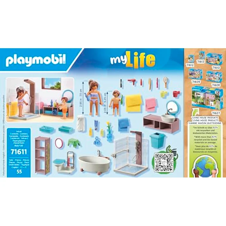 Playmobil® Badezimmer (71611), myLife Konstruktions-Spielset, (55 St), Made in Europe – Bild 5