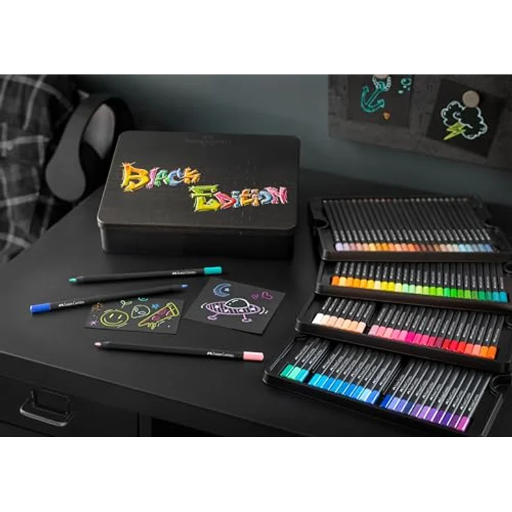 Faber-Castell 116490 - Buntstifte Black Edition, 100er Metalletui, bruchsicher, für Kinder und Erwachsene – Bild 5