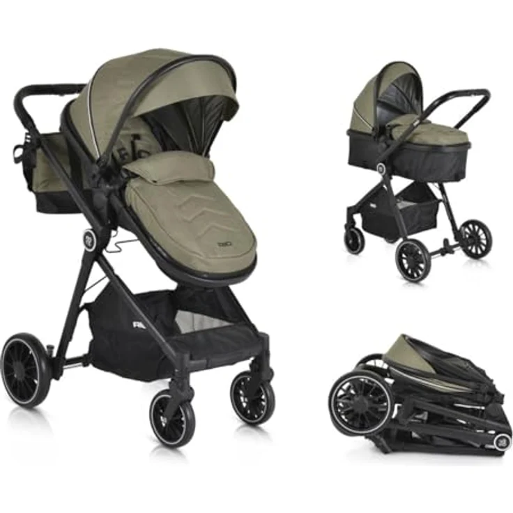 Moni Kombikinderwagen 2 in 1 Rio 22 kg grün, umbaubar, klappbar, großer Korb – Bild 2