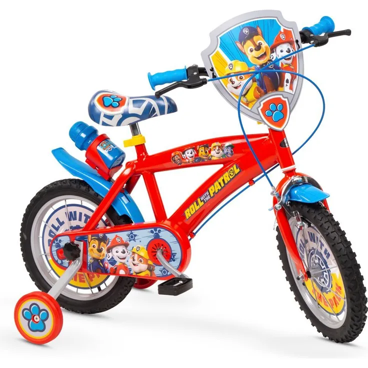 Toimsa Bikes Kinderfahrrad 16 Zoll Kinder Jungen Fahrrad Kinderrad Rad Bike Paw Patrol Blau Rot, 1 Gang, Stützräder, Trinkflasche