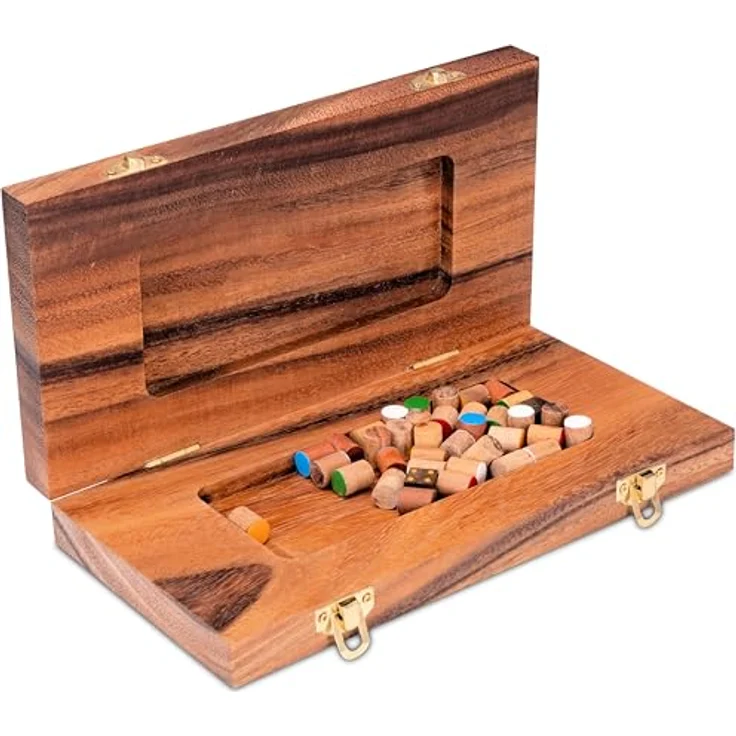 Logoplay Blockade, Brettspiel für 2-4 Spieler, zusammenklappbar mit Metallverschluss, Spielfeld 26 x 27 cm aus Samena-Holz – Bild 3