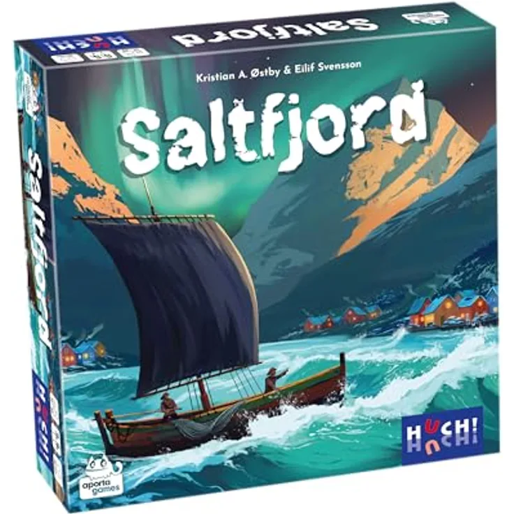 HUCH! SALTFJORD, Strategisches Brettspiel mit innovativem Würfelmechanismus, für 1–4 Spieler ab 14 Jahren, Fischerdorf-Abenteuer