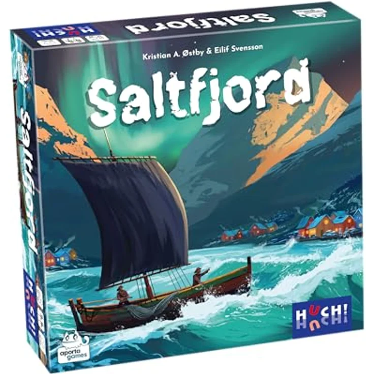 HUCH! SALTFJORD, Strategisches Brettspiel mit innovativem Würfelmechanismus, für 1–4 Spieler ab 14 Jahren, Fischerdorf-Abenteuer – Bild 1
