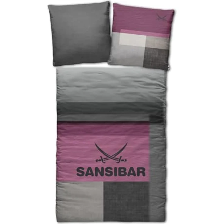 Sansibar Bettwäsche-Set Sunrise 135x200 2-teilig Bettbezug - Premium Satin-Baumwolle, YKK-Reißverschluss, Berry