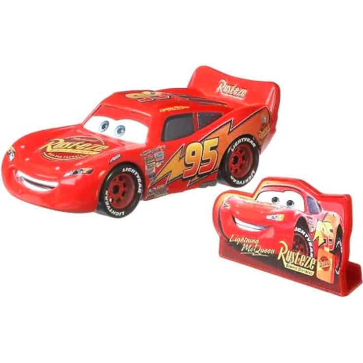 Auswahl Fahrzeuge Racing Style | Disney Cars | Die Cast 1:55 Auto | Mattel Lightning McQueen Rust-Eze Sign – Bild 5