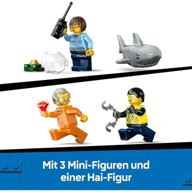 LEGO City 60456 Verfolgungsjagd im Polizeiboot, Spielset mit 264 Teilen, inklusive 3 Mini-Figuren und schwimmenden Booten, mehrfarbig – Bild 5