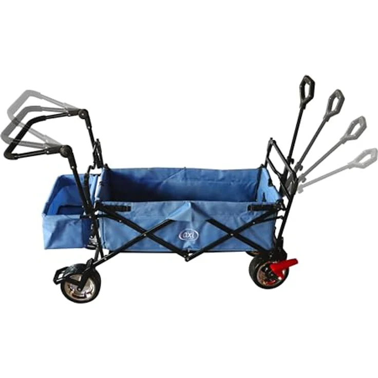 Ambia Garden Bollerwagen, faltbar mit Dach, grau, Metall/Textil, 59x102x134 cm, für Kinder ab 3 Jahren, bis 80 kg belastbar, 360° drehbare Vorderräder, inkl. Transporttasche – Bild 7
