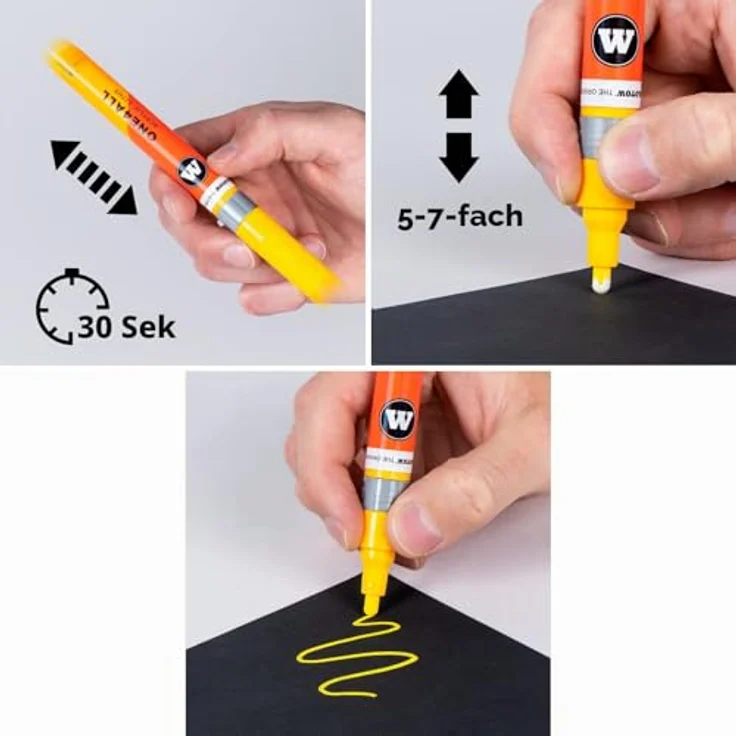 Molotow One4All Acrylic Twin Marker Tropical Set, 6 Stück, hochdeckend, permanent, nachfüllbar, 1,5 & 4,0 mm, diverse Farben – Bild 4