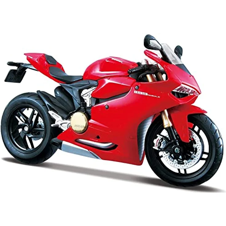 Maisto M32704 Ducati 1199 Panigale Motorradmodell, rot, detailgetreu aus Druckguss-Metall, mit Gelenklenkung und Präsentationsständer, 22 cm Länge – Bild 2
