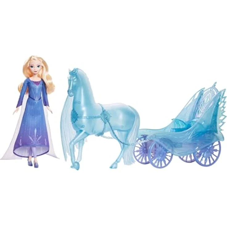Mattel® Anziehpuppe Disney Die Eiskönigin Elsa mit abnehmbarem Kleid, Nokk und Abenteuer-Kutsche – Bild 1