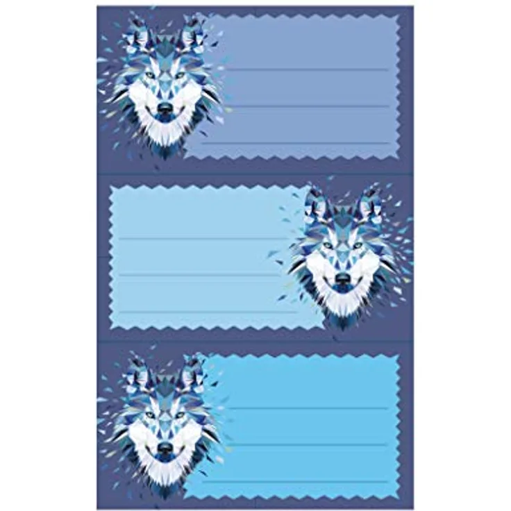 herlitz 50028214 Buchetiketten, Motiv: Wild Animals Wolf, 1 Packung