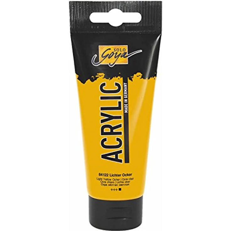 KREUL Solo Goya Acrylic, 100 ml Tube in lichter Ocker, hochpigmentierte Acrylfarbe, wasserbasiert, schnell trocknend, matt, gut deckend, wasserfest – Bild 1
