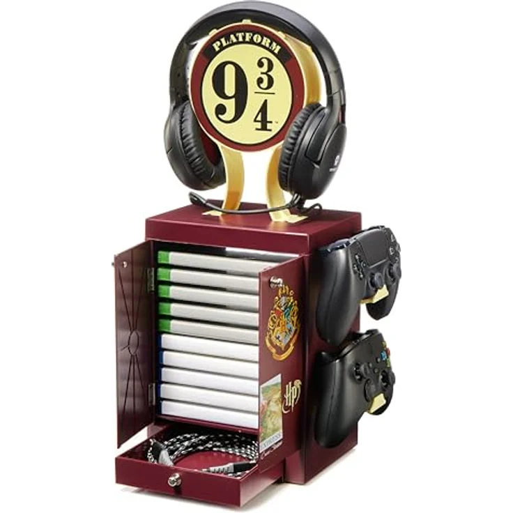 Numskull Harry Potter Gaming Locker 9 3/4, Aufbewahrungsschrank für bis zu 10 Spiele mit Controller-Halterung und Kopfhörer-Sicherung – Bild 5