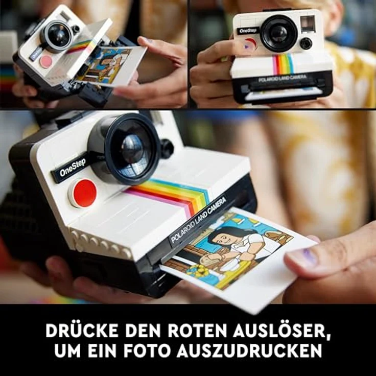 LEGO Ideas Polaroid OneStep SX-70 Sofortbildkamera, Kamera-Modellbausatz für Erwachsene, kreatives Geschenk zum Valentinstag für Fotografen, Männer und Frauen, Modell Einer Alten Kamera 21345 – Bild 4
