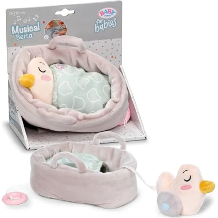 BABY Born Spieluhr Berta, 18cm Kuschel-Berta im Körbchen mit herausnehmbarem Musikmodul, waschbar, ideal für Babys erste Kuschelstunden – Bild 1