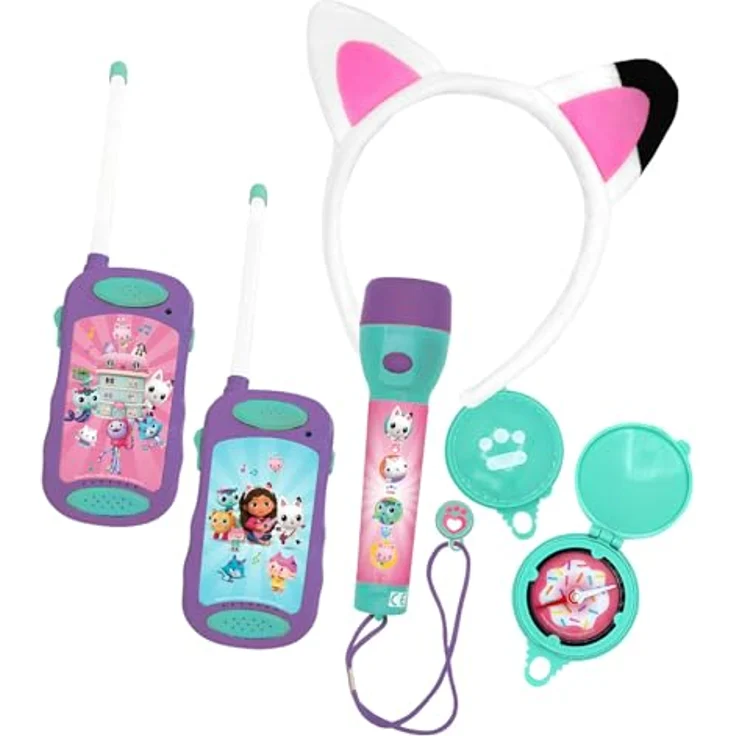 Joytoy Gabby's Dollhouse Adventureset, 5-teiliges Spielfigurenset mit Walkie Talkies, Katzenohren, Kompass und Taschenlampe, Geschenkverpackung 39x5,5x29 cm – Bild 3