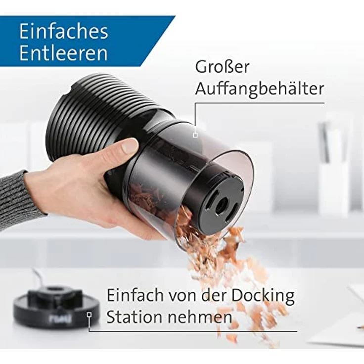 Dahle Elektrische Spitzmaschine 210 (Anspitzer für Stiftdurchmesser 8 mm – 11 mm, Kindersicher nach GS-Standards) Schwarz – Bild 4