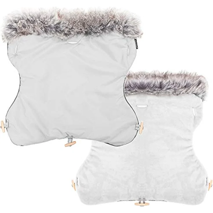 SPRINGOS Kinderwagen Muff, Handwärmer aus Webpelz, wasserabweisend, 45 x 40 cm, Beige, mit Knebelknöpfen für einfache Anpassung – Bild 4