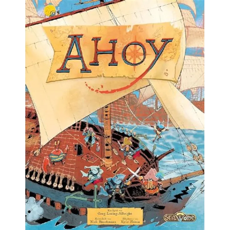 Spielworxx Ahoy, Brettspiel für 2-4 Spieler, ab 14 Jahren, mit einzigartigen Seekarten und Crew-Management