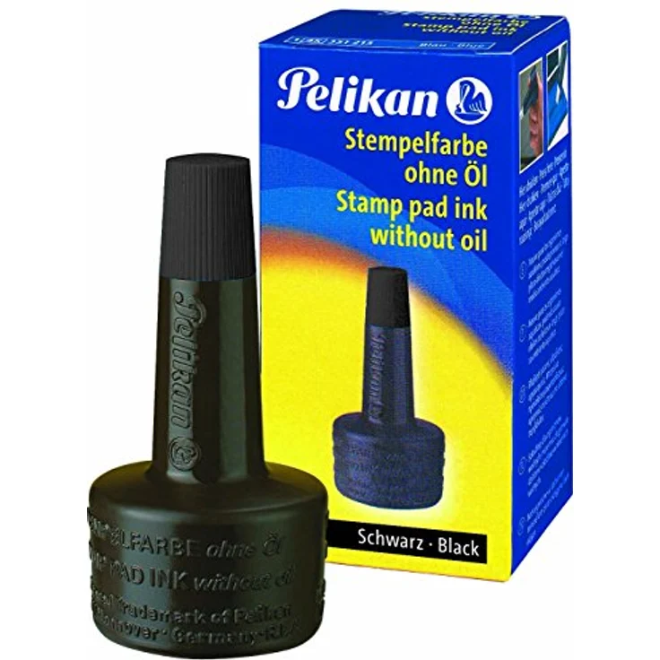 Pelikan Stempel Stempelfarbe 4K ohne Öl, schwarz, 28 ml, schnelltrocknend, 10 Stück – Bild 1