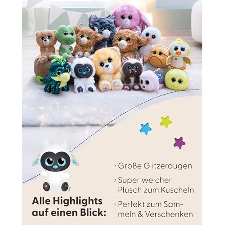 NICI Kuscheltier GLUBSCHIS Yeti Yürgen 15cm, weiß, Plüschstofftier mit blauen Glitzeraugen und silbrig glänzenden Hörnern, ideal zum Kuscheln und Spielen für Kinder & Erwachsene, tolle Geschenkidee – Bild 4