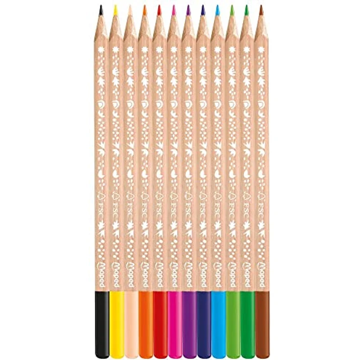 Maped - Buntstifte Smiling Planet aus Naturholz – 12 lebendige Farben – Zeichenstifte für Kinder – Bleistift dreieckig ergonomisch – Tasche mit 12 Holzstiften, FSC-zertifiziert – Bild 2
