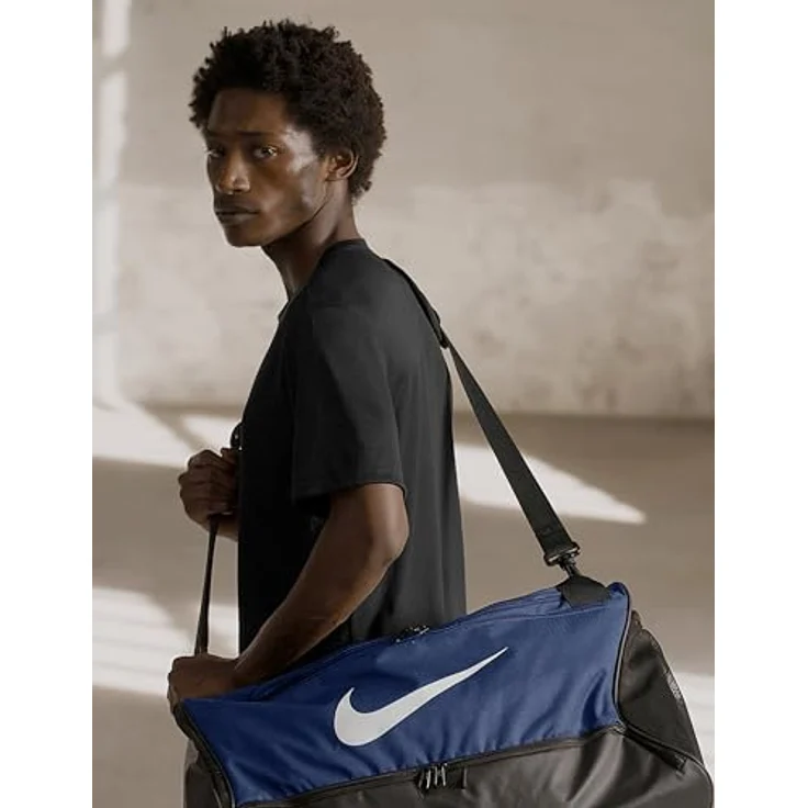 Nike Sporttasche NK BRSLA M DUFF - 9.5 (60L) MIDNIGHT NAVY/BLACK/WHITE, strapazierfähige Kindersporttasche mit separatem Schuhfach – Bild 3