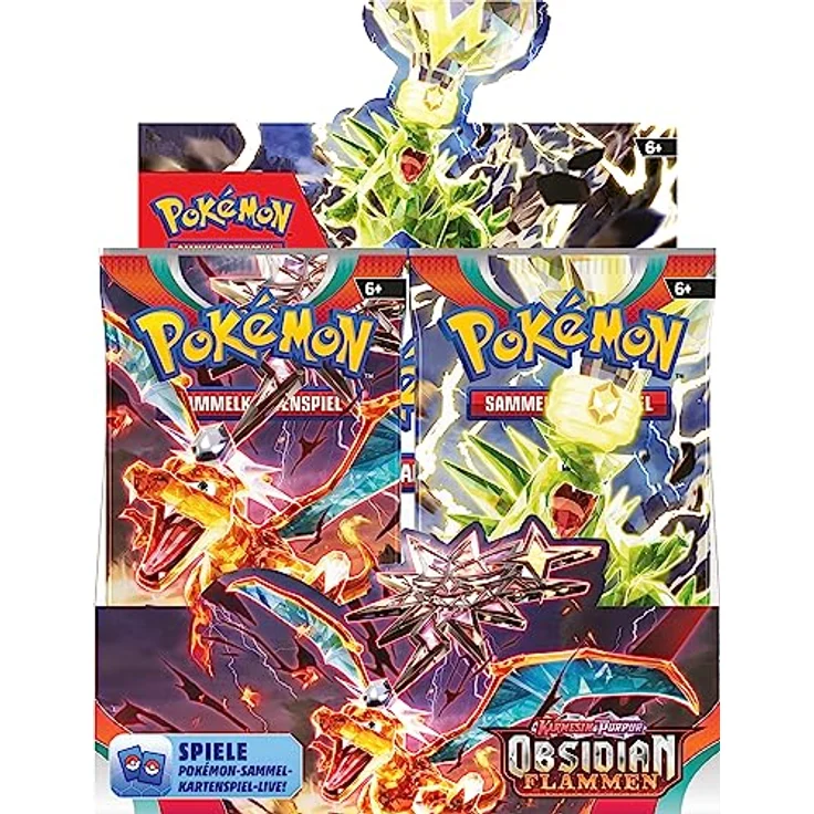Pokémon-Sammelkartenspiel: Boosterpack-Display-Box Karmesin & Purpur – Obsidianflammen (36 Boosterpacks) – Bild 2