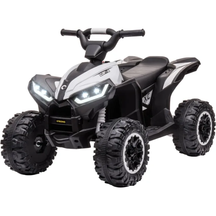 Autolock Kinder-Quad Elektrisches Kinderauto, 6 km/h, LED-Scheinwerfer, ergonomischer Sitz, Schwarz + Weiß