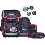 ergobag cubo Set, 5-teiliges ergonomisches Schulrucksack-Set für 1. Klasse, klassisch, hochgradig individuell gestaltbar, standfest und reflektierend, gefertigt aus 27,7 recycelten PET-Flaschen