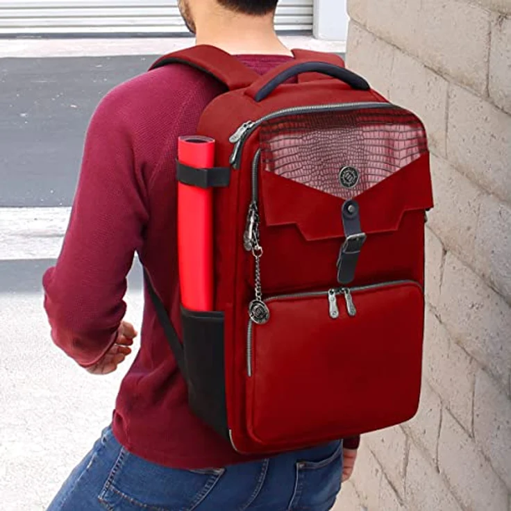 ENHANCE MTG-Rucksack - Sammleredition TCG-Rucksack für Deckboxen, gesleevte Karten, Spielmatten, MTG-Zubehör – anpassbare Kartenorganisation mit integriertem Card Defender Screen (Drachen Rot) – Bild 4