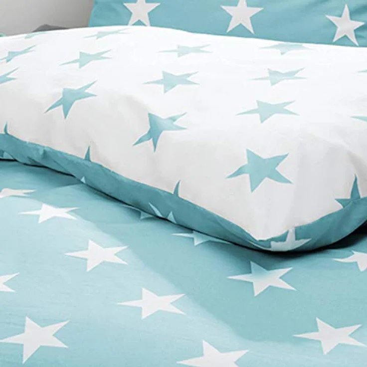 TREND Bettwäsche Sterne Türkis Weiß Stars Wendeoptik Perkal 155x220cm, 100% Baumwolle – Bild 5