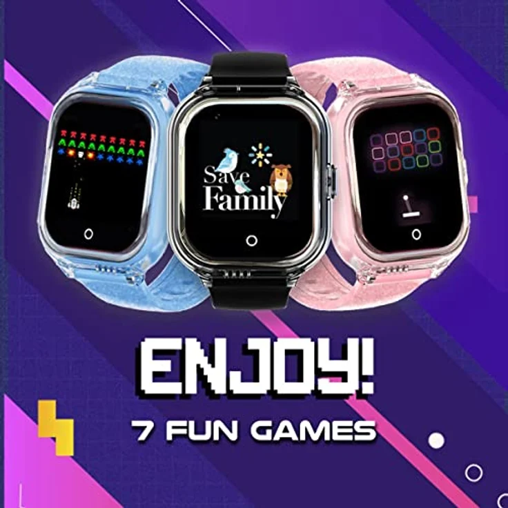 SaveFamily Enjoy, Smartwatch für Kinder mit 7 Spielen, Videoanruf, GPS, Kamera und SOS-Funktion, wasserdicht, blau – Bild 3