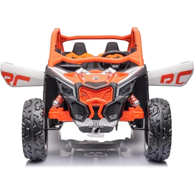 FINOOS CAN-AM Maverick UTV Buggy, Kinder-Elektroauto 2-Sitzer mit 4x4-Antrieb, 24V, orange, Bluetooth, Softstart-Fernsteuerung, LED-Beleuchtung – Bild 2