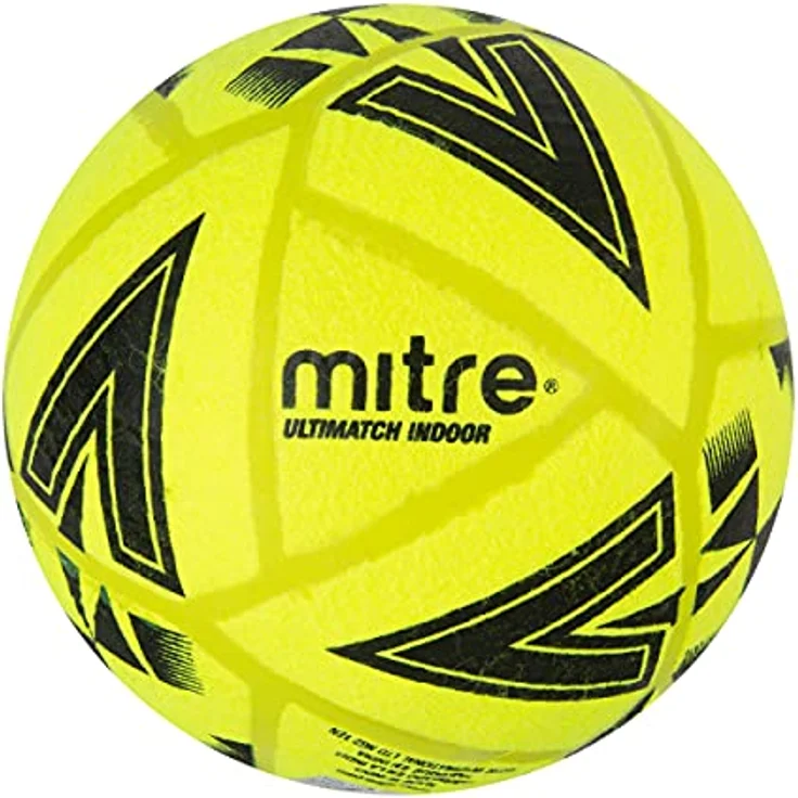 Mitre Ultimatch Indoor-Fußball, Neues Design, extra haltbar, formstabil, gelb, schwarz, Ballgröße 5 – Bild 1