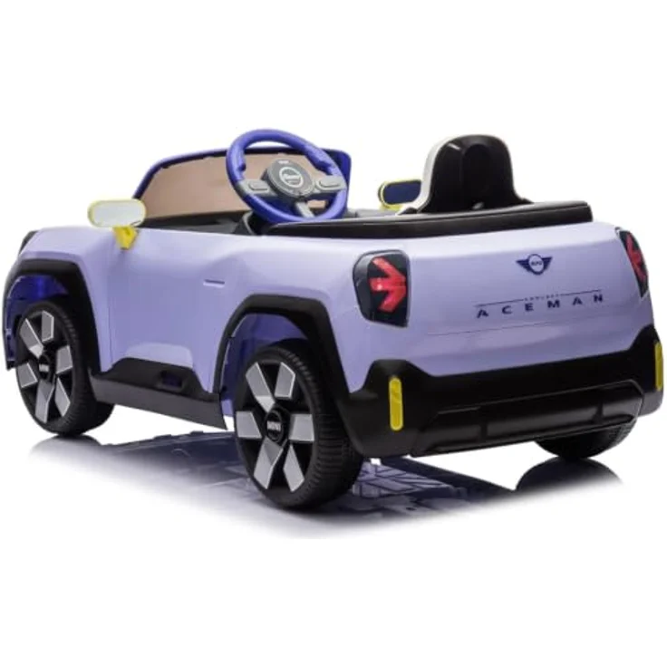 Vrooomy MINI Aceman Kinder Elektroauto 12V, mit Fernbedienung, Sicherheitsgurten, MP3-Player, lila, für 1 bis 5 Jahre – Bild 8
