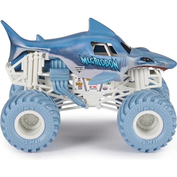 Monster Jam Megalodon, Offizieller Monster Truck im Maßstab 1:24 mit funktionierender Federung und Gummi-BKT-Reifen, Kinderspielzeug für Jungen und Mädchen ab 3 Jahren – Bild 3